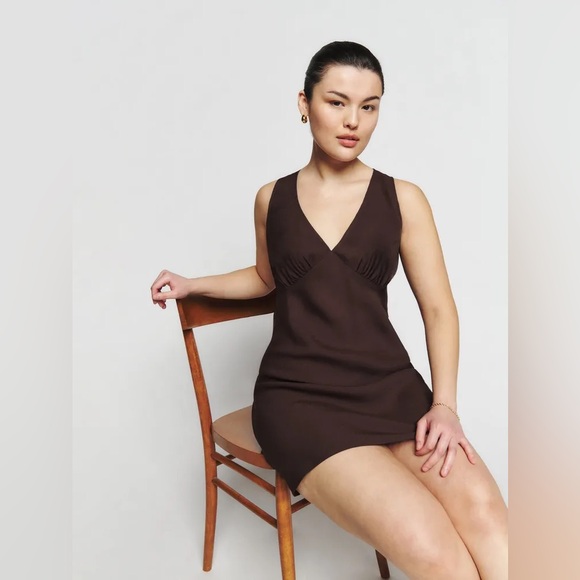 Reformation Calix Mini Dress Brown 🤎 NWT - Picture 4 of 7